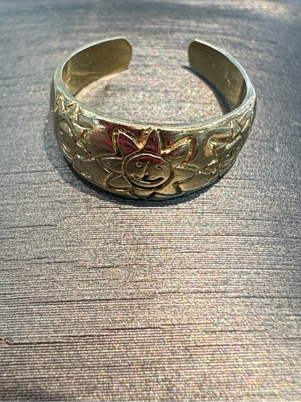 Gold 14k solid Sun Adjustable toe ring